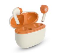 Avantalk Clan K1 - Cuffie Buetooth Semi-In-Ear con Controlli Integrati, Auricolari Wireless Arancione e beige, Design Portatile