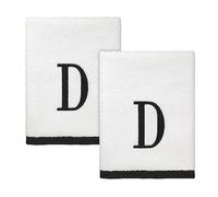 Avanti Linens - Asciugamani, cotone morbido e assorbente, set di 2 (collezione Monogram, D)