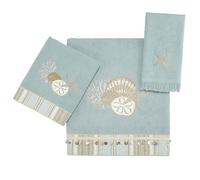 Avanti Linens - Asciugamani, set di 3 pezzi in cotone morbido e assorbente, decorazione da bagno ispirata al mare (da The Sea Collection, Mineral)