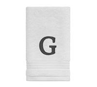 Avanti Linens Asciugamano ricamato con monogramma, 100% cotone, G, bianco/grigio, G