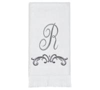 Avanti Linens Monogram Asciugamano in Cotone Morbido e Assorbente, R-Scroll, Decorazione in Stile corsivo, Bianco