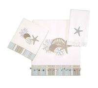 Avanti Linens - Set di 3 asciugamani, asciugamani in cotone morbido e assorbente, accessori da bagno ispirati alla costa (by The Sea Collection, bianco)