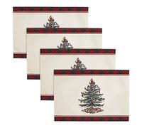 Avanti Linens - Set di 4 tovagliette all'americana, decorazione per la casa, motivo tartan rosso (collezione Spode Christmas Tree)