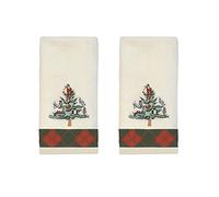 Avanti Linens Spode Christmas Tree Collection, cotone, tartan rosso, 2 asciugamani per dita