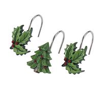 Avanti Linens Spode, set di ganci per doccia con albero di Natale, collezione tartan, in resina metallica, multicolore, 12 pezzi