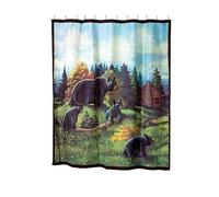 Avanti Linens - Tenda da doccia 182,9 x 182,9 cm, decorazione da bagno con orso nero (collezione Black Bear Lodge)