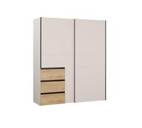 Avanti Tredstore - Fjolla - Armadio moderno con ante scorrevoli, ripiani interni e appendiabiti | Design elegante effetto legno | Colore scuro | 170,3 x 200,5 x 61,2 cm