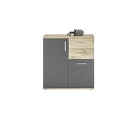 AVANTI TRENDSTORE - Bea - Comò in legno laminato di colore quercia vichinga/grigio con 2 ante e 2 cassetti. Dimensioni: LAP 80x82x35 cm
