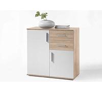 AVANTI TRENDSTORE - Bea - Comò in legno laminato e bianco, disponibile in 2 diversi colori e dimensioni (80x82x35 cm, quercia sonoma- bianco)