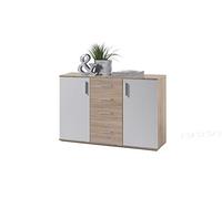 AVANTI TRENDSTORE - BEA - Comò in Legno Laminato e Bianco, Disponibile in 3 Diversi Colori e Dimensioni (120x84x35 cm, Marrone-Bianco)