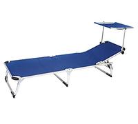 AVANTI TRENDSTORE - Beach - Sdraio a 3 gambe d'appoggio e tettuccio parasole, con telaio in alluminio e tessuto in rete traspirante blu. Dimensioni LAP 189x29-105x60 cm (Blu)