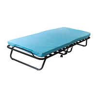 AVANTI TRENDSTORE - Branda - letto per ospiti, pieghevole e su rotelle, in metallo nero e doghe di legno, con materasso in schiuma incluso. Dimensioni letto: LAP 80x35x190 cm