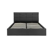 AVANTI TRENDSTORE, Calabria, Letto imbottito con contenitore idraulico con doghe in colore antracite misure 140x200cm