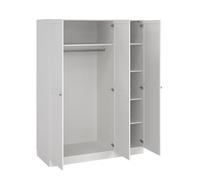 AVANTI TRENDSTORE Corsico - Armadio a 3 ante a battente in legno laminato con 5 ripiani e un asta per vestiti, disponibile bianco oppure Jackson Hickory. Dimensioni: LAP 147x200,1x61,6cm