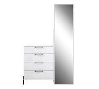 AVANTI TRENDSTORE Elisa - Mobile guardaroba in legno laminato con specchio, vano per appendere gli abiti e una cassettiera, nel colore bianco opaco e lucido. Dimensioni ca. LAP 115,2x185,5x41,5 cm