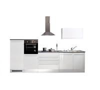 AVANTI TRENDSTORE - Jova - Cucina completa nel colore bianco lucido e Stone dark, composto da diversi elementi. Lavabo e apparecchiature elettriche NON comprese. Dimensioni ca. LAP 320x200x60 cm