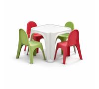 AVANTI TRENDSTORE - Kerim - Set arredo da gioco per bambini composto da un tavolo e 4 sedie in plastica colorata, perfetto sia per interni che per esterni.