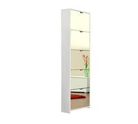 AVANTI TRENDSTORE - Koblenz - Scarpiera con Specchio e con 5 vani a ribalta in Laminato, in 2 Colori Diversi Disponibile, Dimensioni: Lap 58x177x17 cm (Bianco)