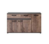 AVANTI TRENDSTORE Marzi - Cassettiera in legno laminato nel colore matera grigio/quercia tabak, con 3 ante e 4 ripiani e 2 cassetti. Misure LxAxP 142x83x41 cm