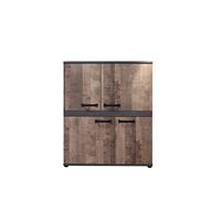 AVANTI TRENDSTORE Marzi - Credenza in legno laminato nel colore matera grigio/quercia tabak, con 4 ante e 4 ripiani. Misure LxAxP 100x118x41 cm