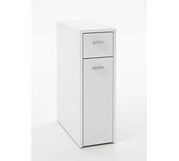 AVANTI TRENDSTORE Murlo - mobiletto salvaspazio multiuso, con 1 vano estraibile su rotelle ed 1 cassetto, in legno laminato di colore bianco, perfetto per il bagno. Dimensioni: LAP 20x61x45 cm