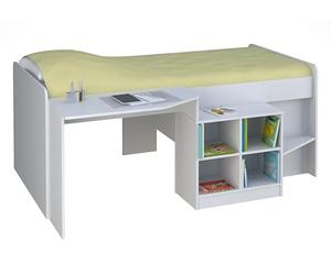 AVANTI TRENDSTORE Oliver - Lettino multifunzionale per bambini e ragazzi in legno laminato nel colore bianco con scrivania e scaffale integrato. Dimensioni LAP 195x80x141 cm