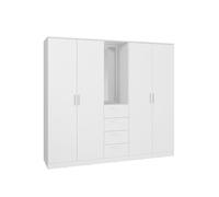 AVANTI TRENDSTORE - Osasco - Armadio nel colore bianco, con 4 ante e 4 cassetti e uno specchio. Misure ca LAP 199x181x52,7 cm