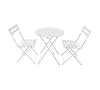 AVANTI TRENDSTORE Toano - Set arredo esterno in acciaio per due persone, composto da un tavolino con piano rotondo e due sedie, pieghevole. Disponibile nel colore bianco.