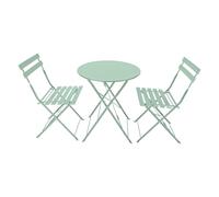 AVANTI TRENDSTORE - Toano - Set arredo esterno in acciaio per due persone, composto da un tavolino con piano rotondo e due sedie, pieghevole. Disponibile nel colore verde.