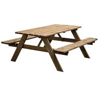 AVANTI TRENDSTORE - Verena Small - Tavolo da picnic, con 2 panche integrato alla struttura e angoli arrontondati, in legno massello robusto, ideale per il giardino. Dimensioni LAP 150x69x157 cm