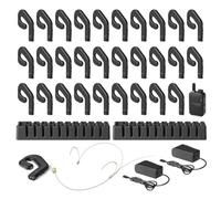 Avantree AudiTour & Expansion Kit Bundle - Sistema di guida turistica wireless per musei e visite guidate, 1 trasmettitore con microfono cuffia cablato, 30 cuffie open-ear