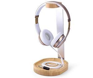 Avantree Universale Headset Stand Cuffie Supporto Legno & Alluminio | con Ferma Cavo