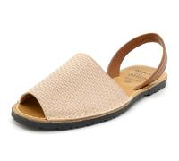 Avarca Menorquina - Sandali da donna in pelle, modello 3D, in vera pelle, Beige 3D, 41 EU