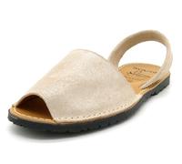 Avarca Sandali da donna in pelle Menorquina Scarpe estive in pelle scamosciata micro glitter, Micro Glitter Beige, 41 EU