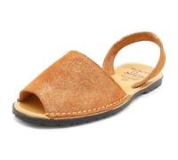 Avarca Sandali da donna in pelle Menorquina Scarpe estive in pelle scamosciata micro glitter, Micro Glitter Brown, 39 EU