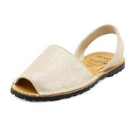 Avarca Sandali da donna in pelle Menorquina Scarpe estive in pelle scamosciata micro glitter, Micro Glitter Beige, 42 EU