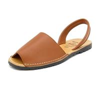AVARCA Sandali Estivi Donna Pelle-Vera Marrone 39-EU Bellissimo Comodo Scarpe Aperte Donna Basse Piatti Infradito Spiaggia Vacanza Estate Primavera Menorquina Minorca Mallorca Ibiza Fatto-in-Spagna