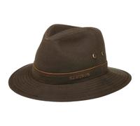 Stetson Avasun Waxed Cotton Traveller Donna/Uomo - Cappello di Tessuto Outdoor in Cotone con pistagna Estate/Inverno Primavera Estate Autunno Inverno - XXL (62-63 cm) Marrone Scuro