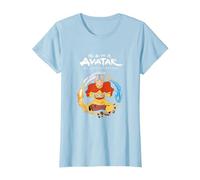 Avatar Aang Bending Air Terra Fuoco Acqua Meditazione Posa Maglietta, Donna, Celeste, XL