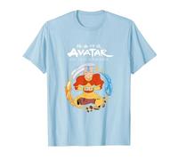 Avatar Aang Bending Air Terra Fuoco Acqua Meditazione Posa Maglietta, Uomo, Celeste, 3XL
