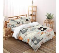 Avatar del cartone animato del gatto Stampa 3D Animali anime Biancheria Da Letto Facile Cura 3 Pezzi Microfibra Resistente Alle Rughe 2 Cuscini Cerniera Chiusa Super King（260x220cm） Per Adulti, Donne
