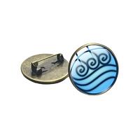 Avatar: L'ultima collezione di anime Airbender Spilla Air Nomad Fuoco e tronco d'acqua Simbolo di vetro rotondo spilla per fan regalo, 2,5, bronzo, vetro, turchese stabilizzato