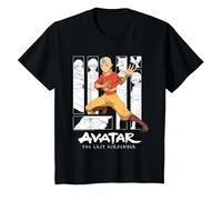 Avatar The Last Airbender Aang Character Montage Bambini Maglietta, Bambini, Nero, 4 Anni
