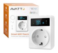 AVATTO Regolatore di temperatura intelligente, presa termostato digitale compatibile con Alexa, Google Assistant e app Smart Life, con riscaldamento/raffreddamento/timer, sensore da 3 m e 5 cm, 230 V