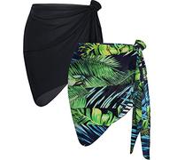 AVAYUU 2 pezzi donna spiaggia wrap sarong copertura chiffon costume da bagno corto bikini copertura gonna avvolgente leopardo foglie palma di cocco sexy pareos telo mare abito da spiaggia asciugamani