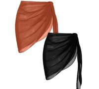 AVAYUU 2 pezzi donna spiaggia wrap sarong copertura chiffon costume da bagno corto bikini copertura gonna avvolgente leopardo foglie palma di cocco sexy pareos telo mare abito da spiaggia asciugamani