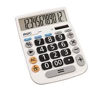 AVC Calcolatrice da Tavolo 12 Cifre, Formato 135x195x30 mm, Big Display, Big Digit, Doppia Alimentazione, Colore Bianco