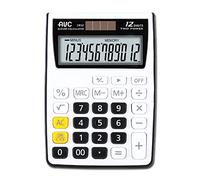 AVC Calcolatrice da Tavolo 12 Cifre, Formato 86x117x25 mm, Big Digit, Doppia Alimentazione, Colore Nero
