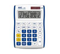 AVC Calcolatrice da Tavolo 12 Cifre, Formato 88x128x29 mm, Big Digit, Doppia Alimentazione, Colore Blu