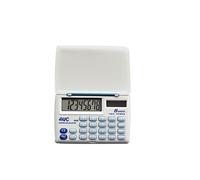 AVC Calcolatrice Tascabile Orizzontale 8 Cifre con Custodia a Sportello, Formato 65x110x8 mm, Doppia Alimentazione, Colore Bianco/Blu